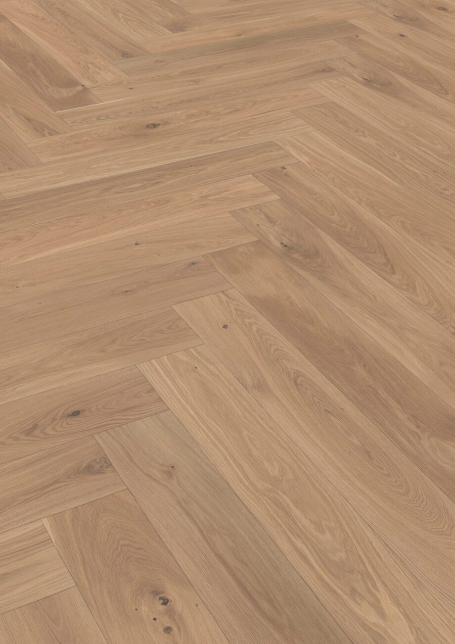 Parketti Tammi, ter Hürne, kalanruoto, oak light beige, harjattu, viistetty, valkoinen luonnonöljy – 2