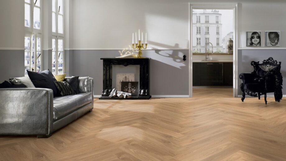 Parketti Tammi, ter Hürne, kalanruoto, oak light beige, harjattu, viistetty, valkoinen luonnonöljy – 3