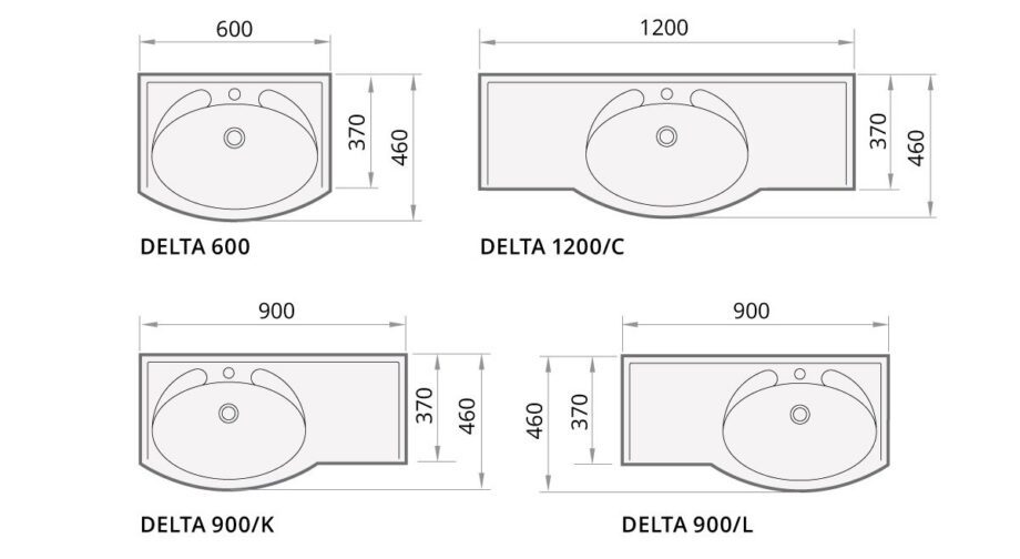 Pesuallas PAA DELTA  kiiltävä kivi 600 mm – 2