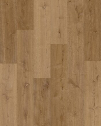 LVT parkett Quick-Step Bloom Elegant Fumed Oak helepruuni tooni ja rustikaalse tammest põrandalaua välimusega.