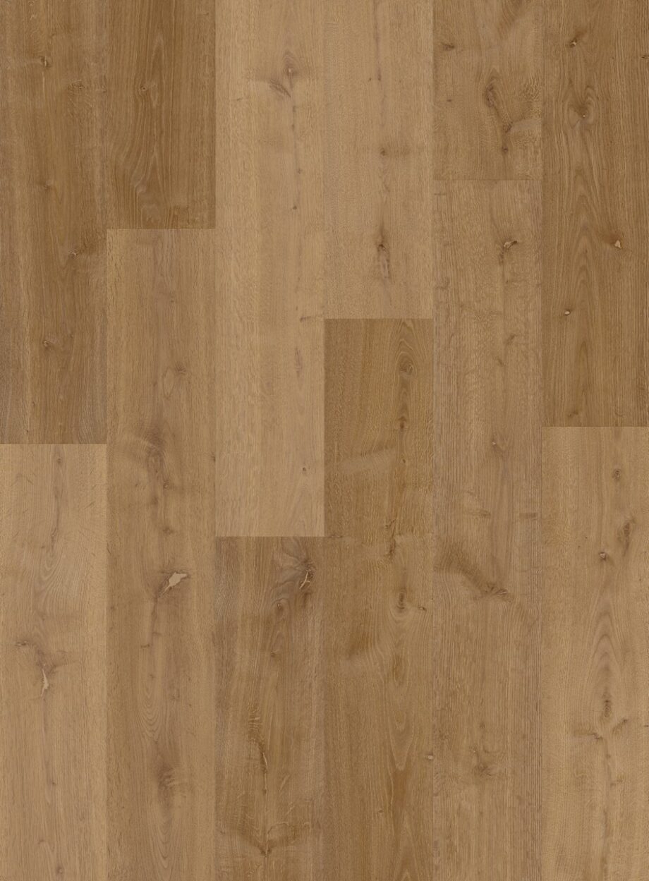lvt-parkett-quick-step-bloom-elegant-fumed-oak LVT parkett Quick-Step Bloom Elegant Fumed Oak helepruuni tooni ja rustikaalse tammest põrandalaua välimusega.