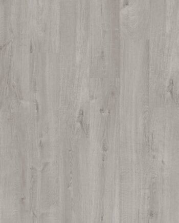 Vinüülparkett Quick-Step Bloom Cotton Oak Cold Grey helehalli tooni ja rustikaalse tammelaua disainiga