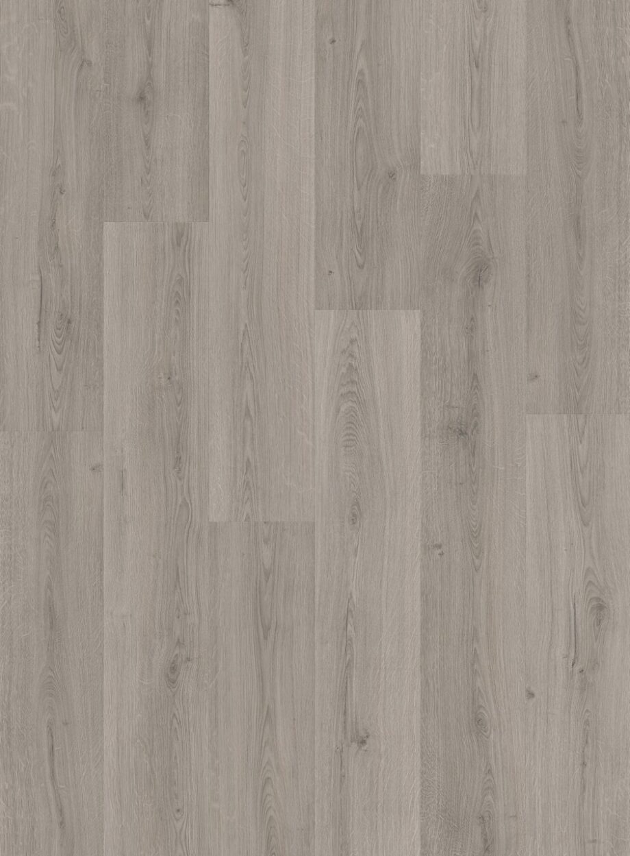 vinyylilankku-quick-step-bloom-botanic-grey Vinyylilankku Quick Step Bloom Botanic Grey, moderni vaaleanharmaa sävy ja lankkudesign.