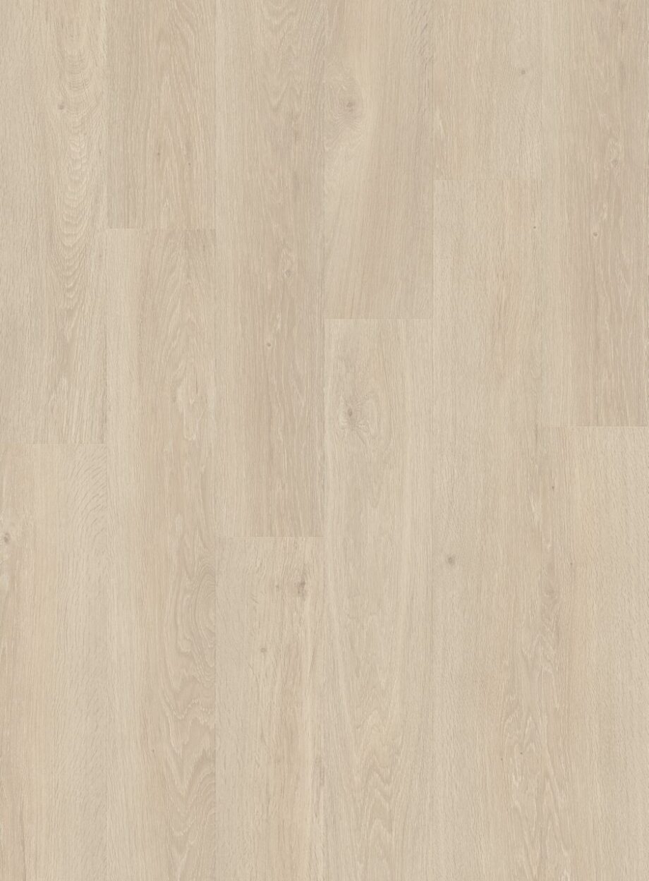 Vinyylilankku Quick Step Bloom Sea Breeze Tammi Beige, vaalea beige tammen sävy ja lankkudesign.