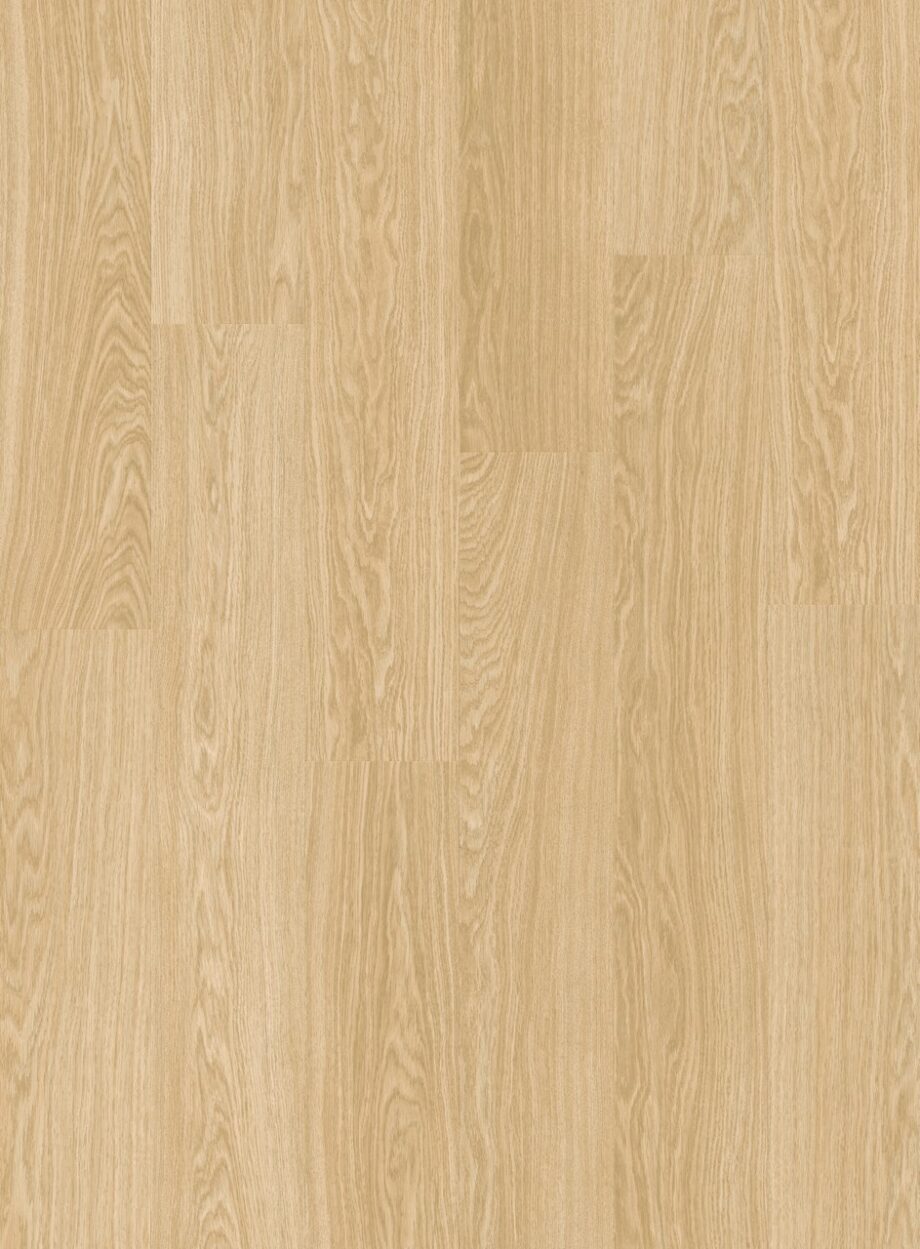 vinyylilattia-quick-step-bloom-pure-oak-blush Vinyylilattia Quick Step Bloom Pure Oak Blush, vaalea tammen sävy kevyellä punertavalla vivahteella ja lankkudesign.