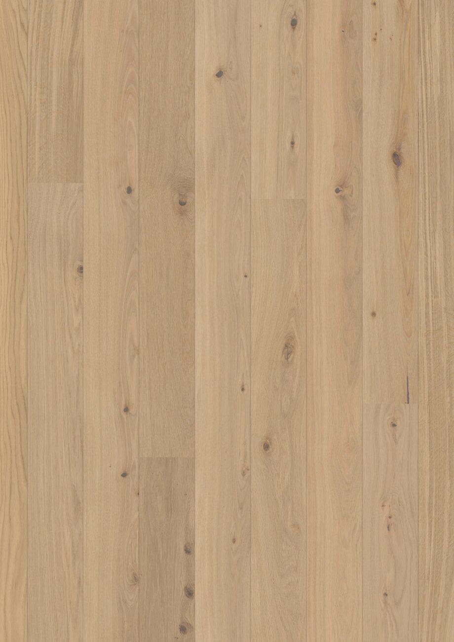 Puitparkett Bauwerk Casapark tamm 35 Crema harjatud bprotect ultra matt lakk heleda tooni ja kergelt rustikaalse sorteeringuga.