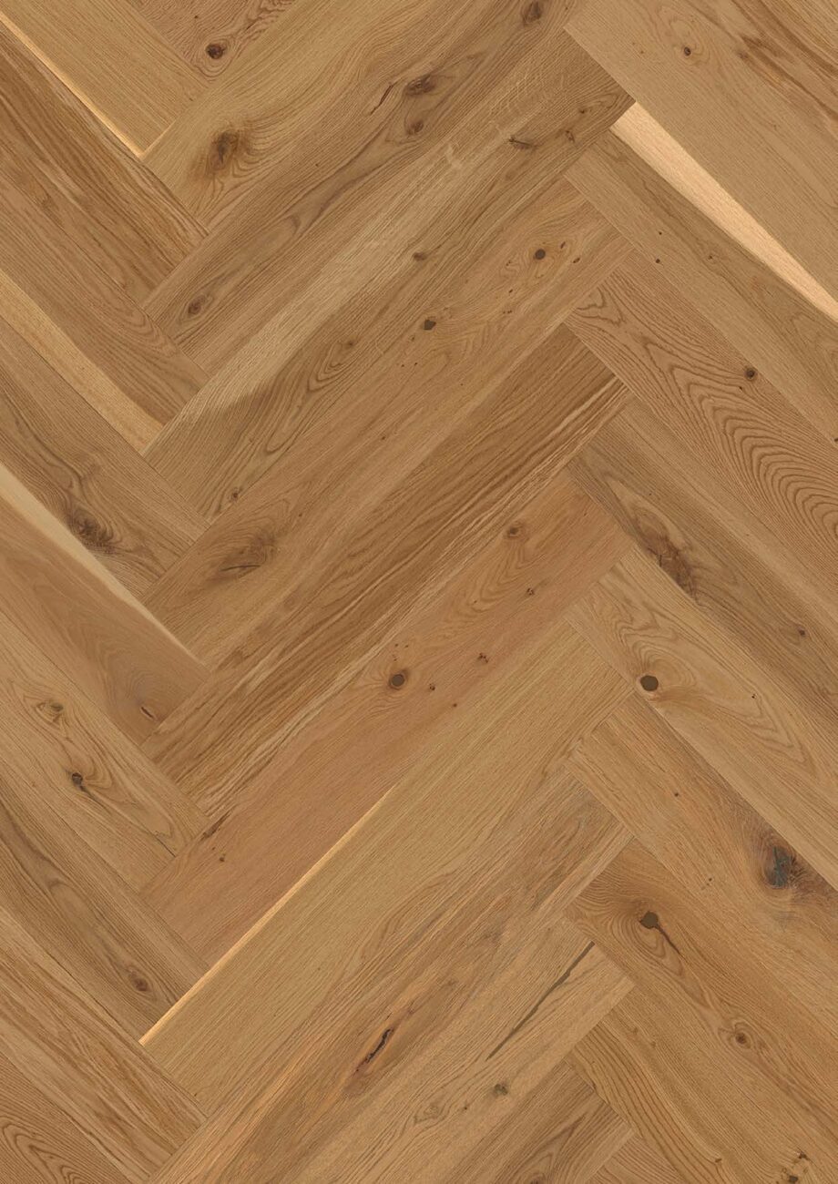 Kalasaba parkett Bauwerk Vectorpark Tamm 46 naturaalse tooniga harjatud õlivaha viimistluse ja rustikaalse sorteeringuga.