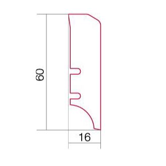 Viilutettu jalkalista tammi valkoinen lakka, 60x16x2200 mm – 2