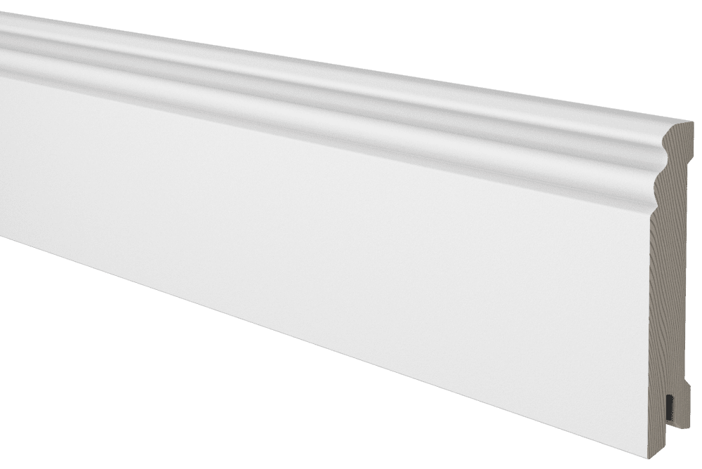 Jalkalista mänty valkoiseksi maalattu, profiloitu, 14x95x2700 mm