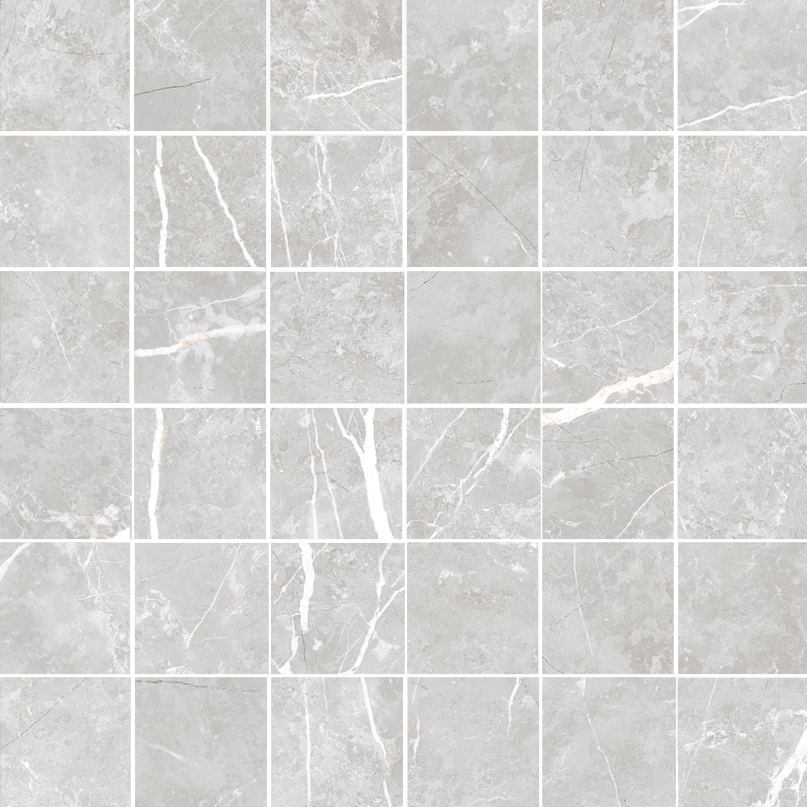 Marmorefektiga matt mosaiikplaat Tau Elite Silver 5x5, 30x30 cm, hõbehall