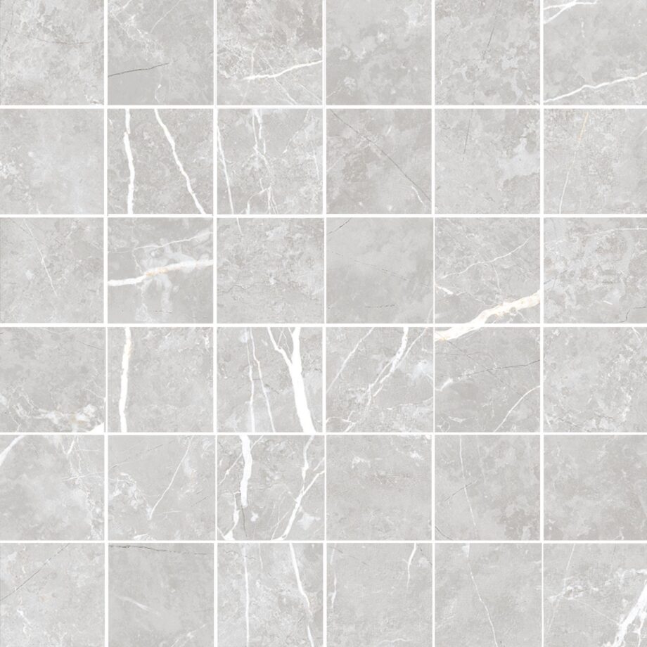 038.281.0183.07981-1 Marmorefektiga poleeritud mosaiikplaat Tau Elite Silver 5x5 Pol, 30x30 cm, hõbehall