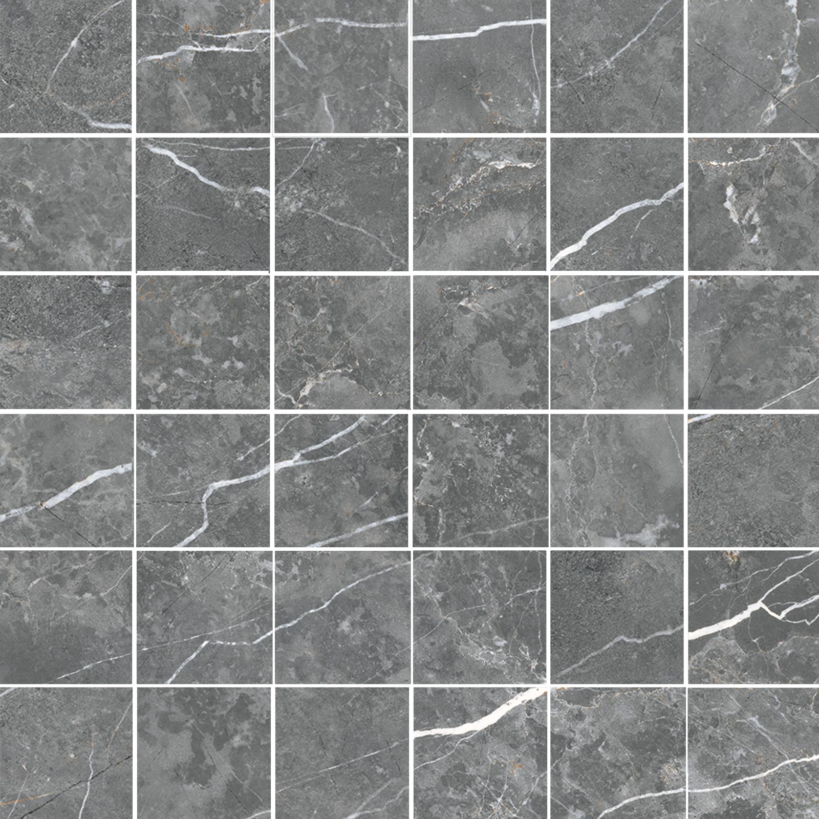 Marmorefektiga poleeritud mosaiikplaat Tau Elite Graphite 5x5 Pol, 30x30 cm, grafiithall