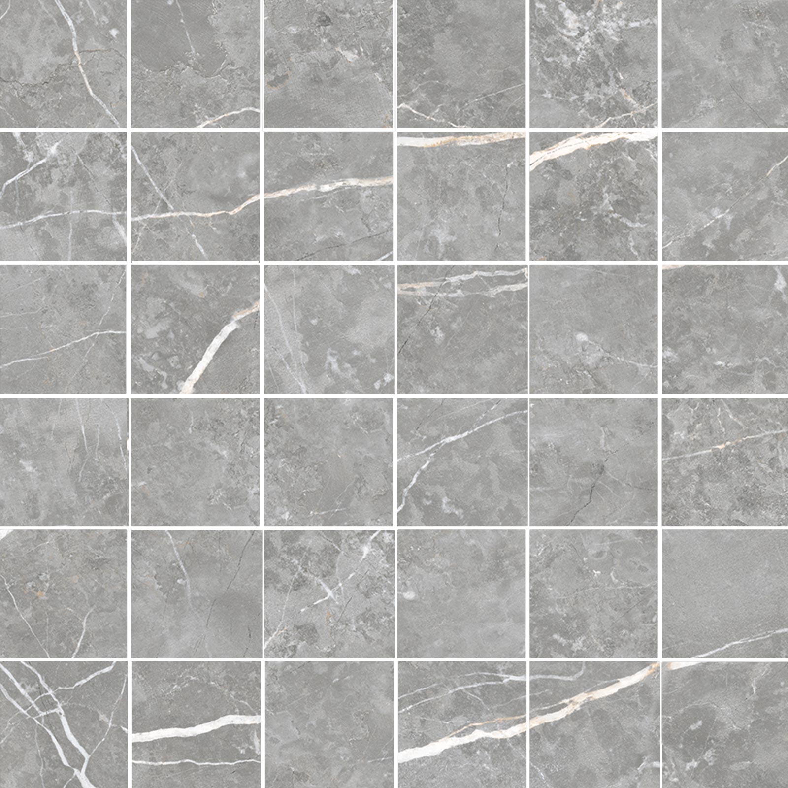 Marmorefektiga poleeritud mosaiikplaat Tau Elite Gray 5x5 Pol, 30x30 cm, hall