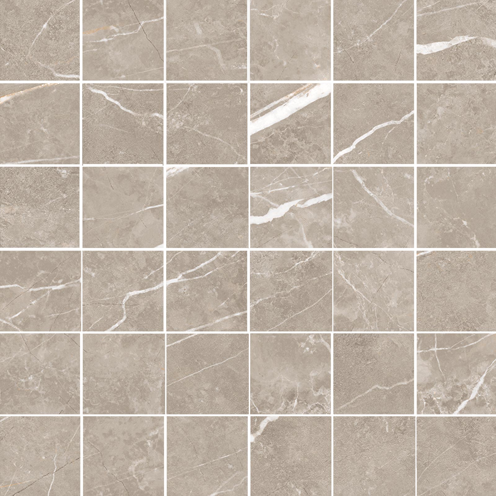 Marmorefektiga poleeritud mosaiikplaat Tau Elite Greige 5x5 Pol, 30x30 cm, hallikasbeež