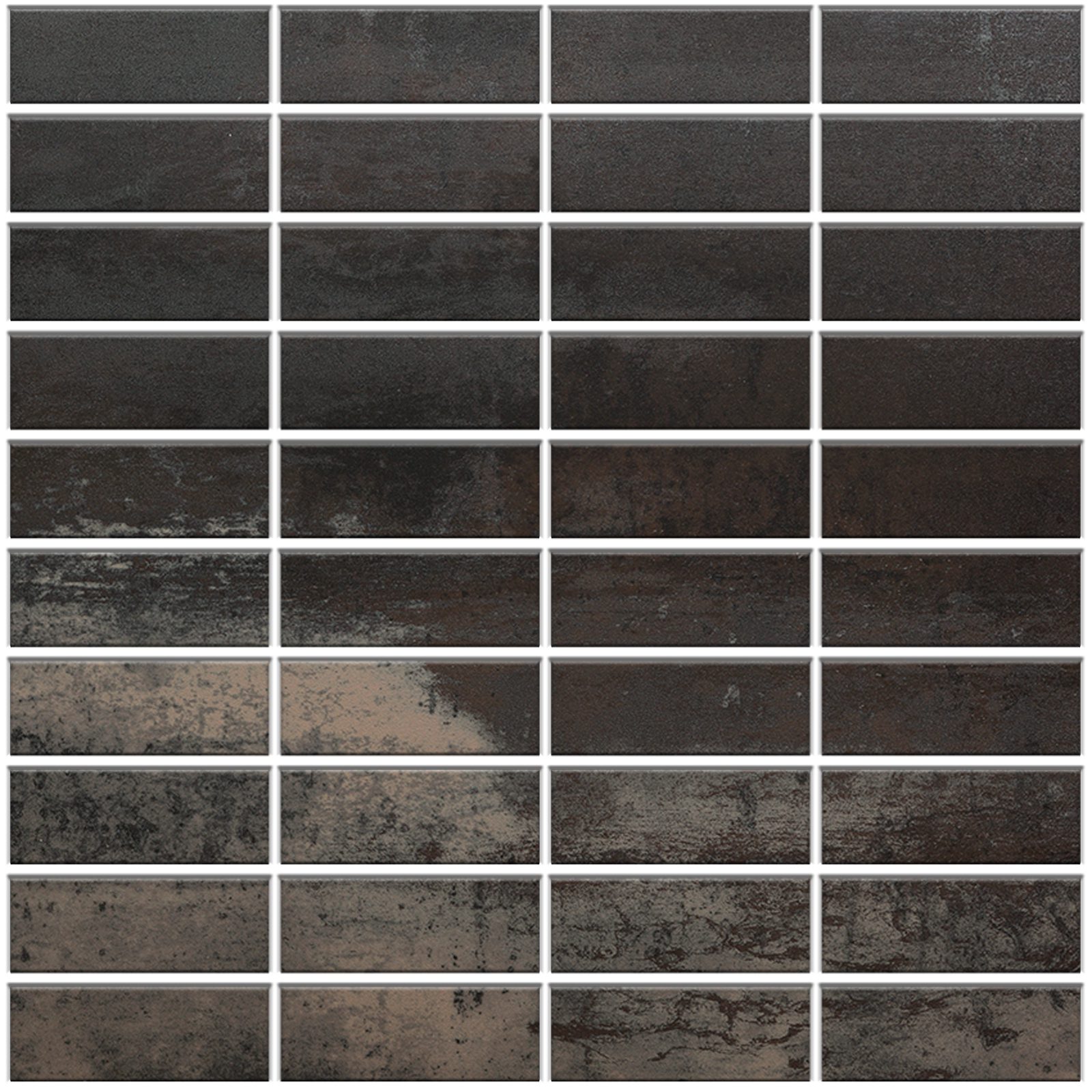 Corten-terase efektiga portselanmosaiik Tau Corten B, 30x30 cm, tume roostepruun