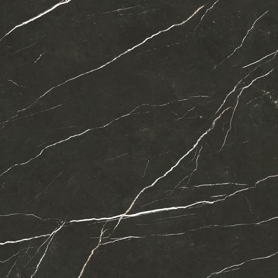 Marmorefektiga poleeritud keraamiline põrandaplaat Tau Elite Black Pol, 120x120 cm, 9 mm, must, rektifitseeritud