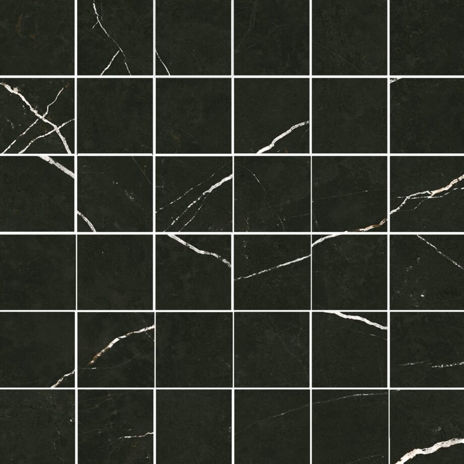 086.281.0157.07981-1 Marmorefektiga poleeritud mosaiikplaat Tau Elite Black 5x5 Pol, 30x30 cm, must