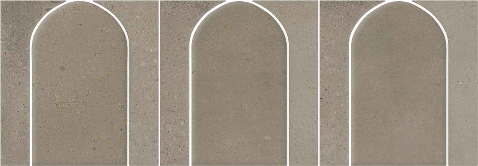 Betoonimustriga mosaiikplaat Tau Detroit Greige Arco, 43,7x14,3 cm, hallikasbeež