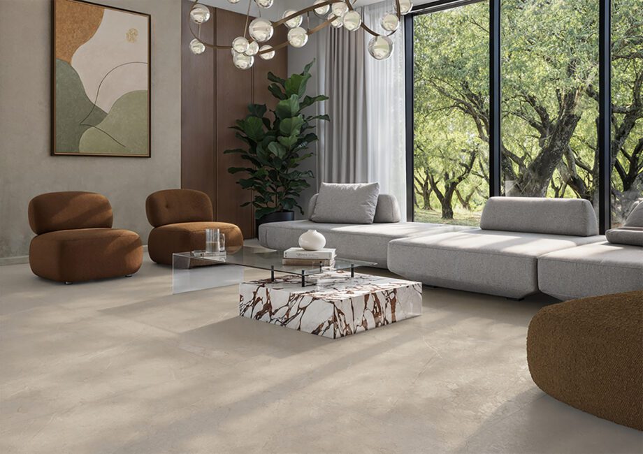 Kiviefektiga poleeritud keraamiline põrandaplaat Tau Lithos Pol Linen, 60x120 cm, 10,5 mm, linane beež, rektifitseeritud