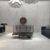 Betoonimustriga matt keraamiline põrandaplaat Tau Integra Pearl, 120x120 cm, 9 mm, pärlhall, R10, rektifitseeritud