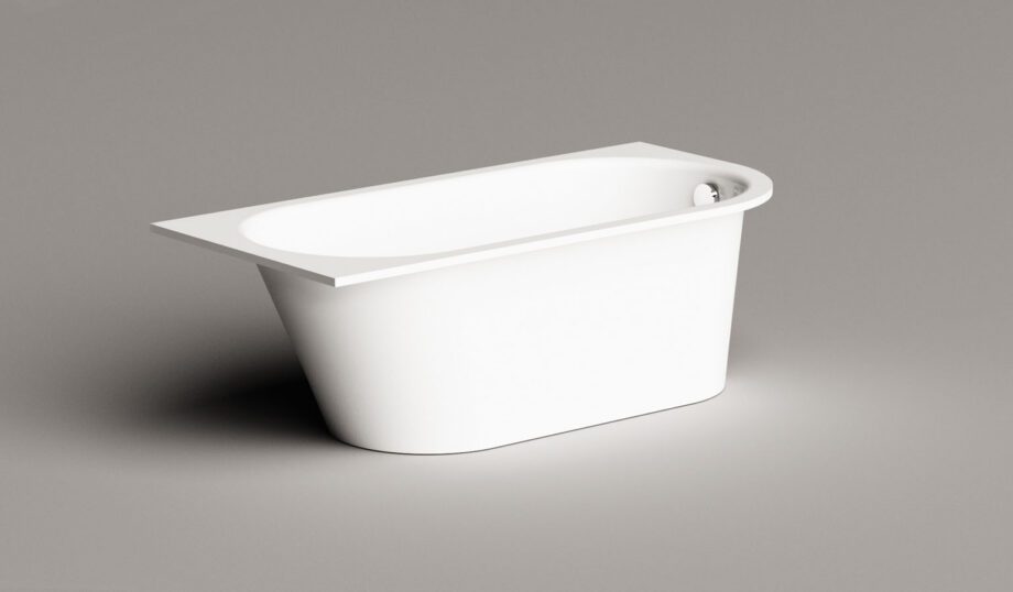 Sisseehitatav kivivann PAA VARIO M D 158×75 cm, ümar nurk D, läikiv kivimass 10 Upotettava kylpyamme PAA VARIO L D 168x75 cm, valukivi – 10