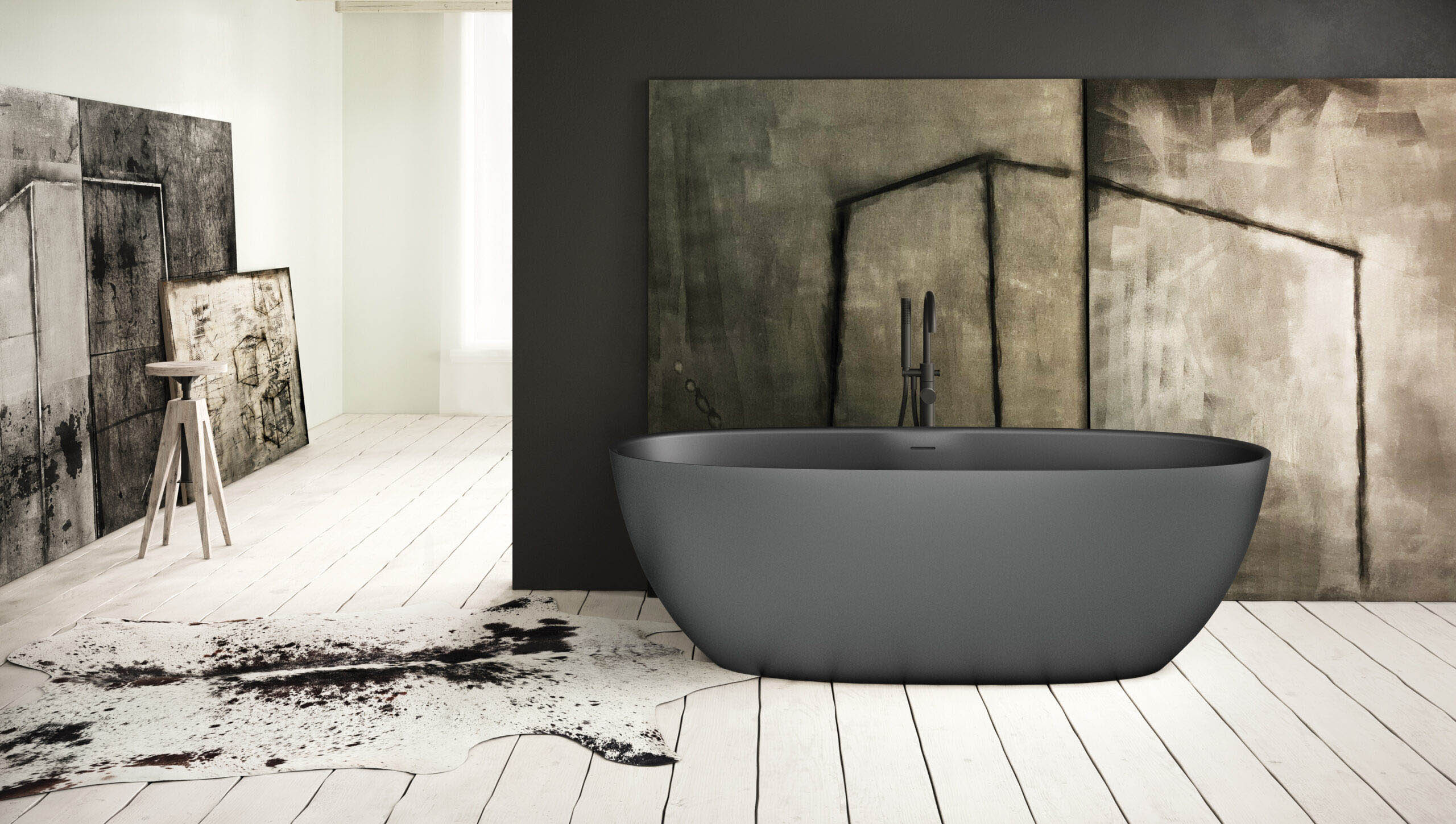 Vapaasti seisova kylpyamme PAA BELLA 171x80 cm, Graphite – 2