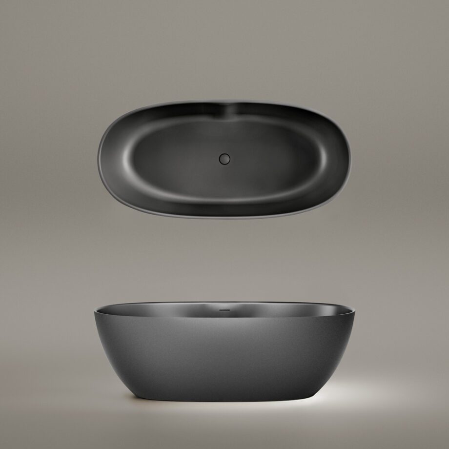Must eraldiseisev kivivann PAA BELLA Graphite 170×80 cm, matt 3 Vapaasti seisova kylpyamme PAA BELLA 171x80 cm, Graphite – 3