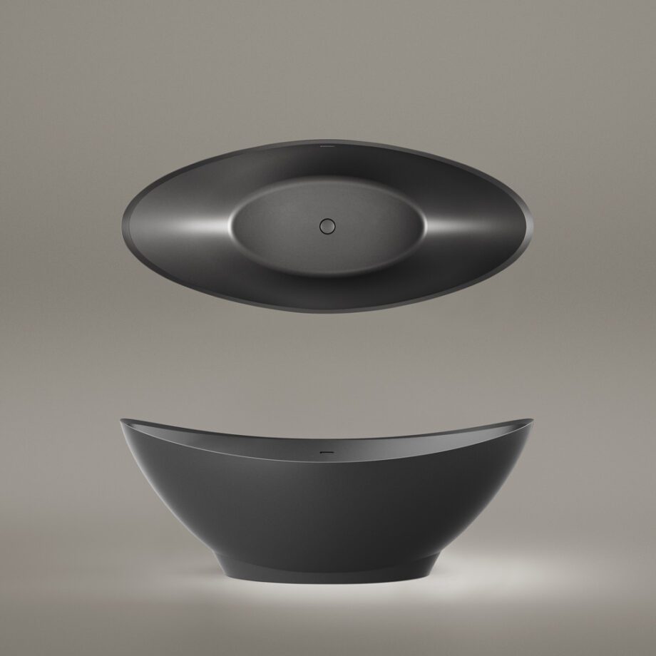 Must eraldiseisev kivivann PAA FELICE 194,5×83 cm, Graphite, matt 3 Vapaasti seisova kylpyamme PAA FELICE 195x83 cm, Graphite – 3