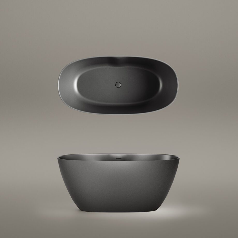 Must eraldiseisev kivivann PAA PERLA 145 145×71 cm, Graphite, matt 4 Vapaasti seisova kylpyamme PAA PERLA 145 145x71 cm, Graphite – 4