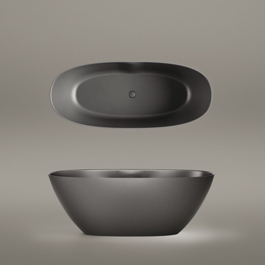 Must eraldiseisev kivivann PAA PERLA 175 175×76 cm, Graphite, matt 3 Vapaasti seisova kylpyamme PAA PERLA 175 175x76 cm, Graphite – 3