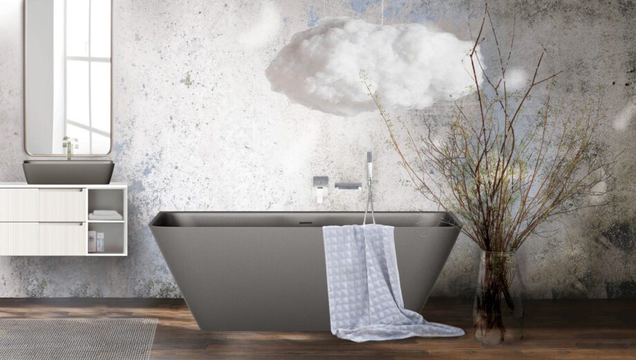 Must seinaäärne kivivann PAA QUADRO WALL 160,5×76 cm, Graphite, matt 2 Seinäkylpyamme PAA QUADRO WALL 160,5x76 cm, musta Graphite – 2
