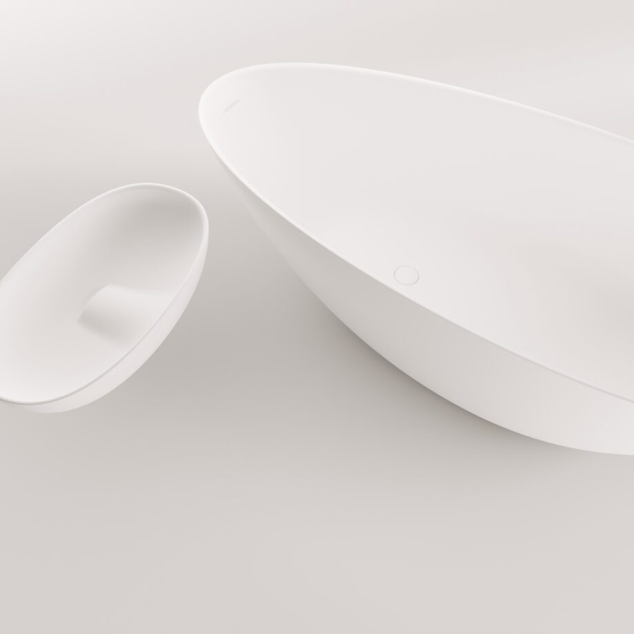 Eraldiseisev kivivann PAA BELLA OVO 170×80 cm, läikiv kivimass 4 Vapaasti seisova kylpyamme PAA BELLA OVO 170x80 cm, Graphite – 3