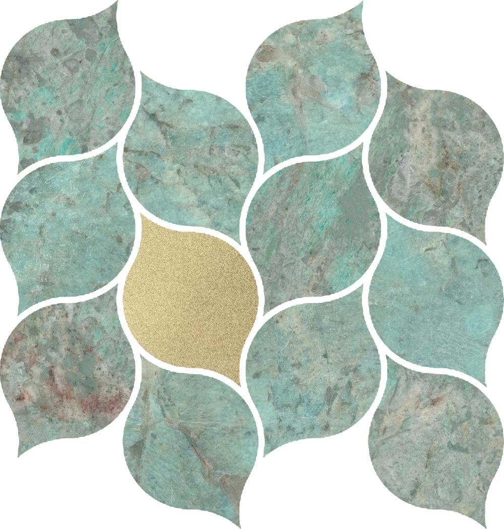 Keraaminen mosaiikki Dune Amazonite Leaves, 27x24,5 cm, 9 mm