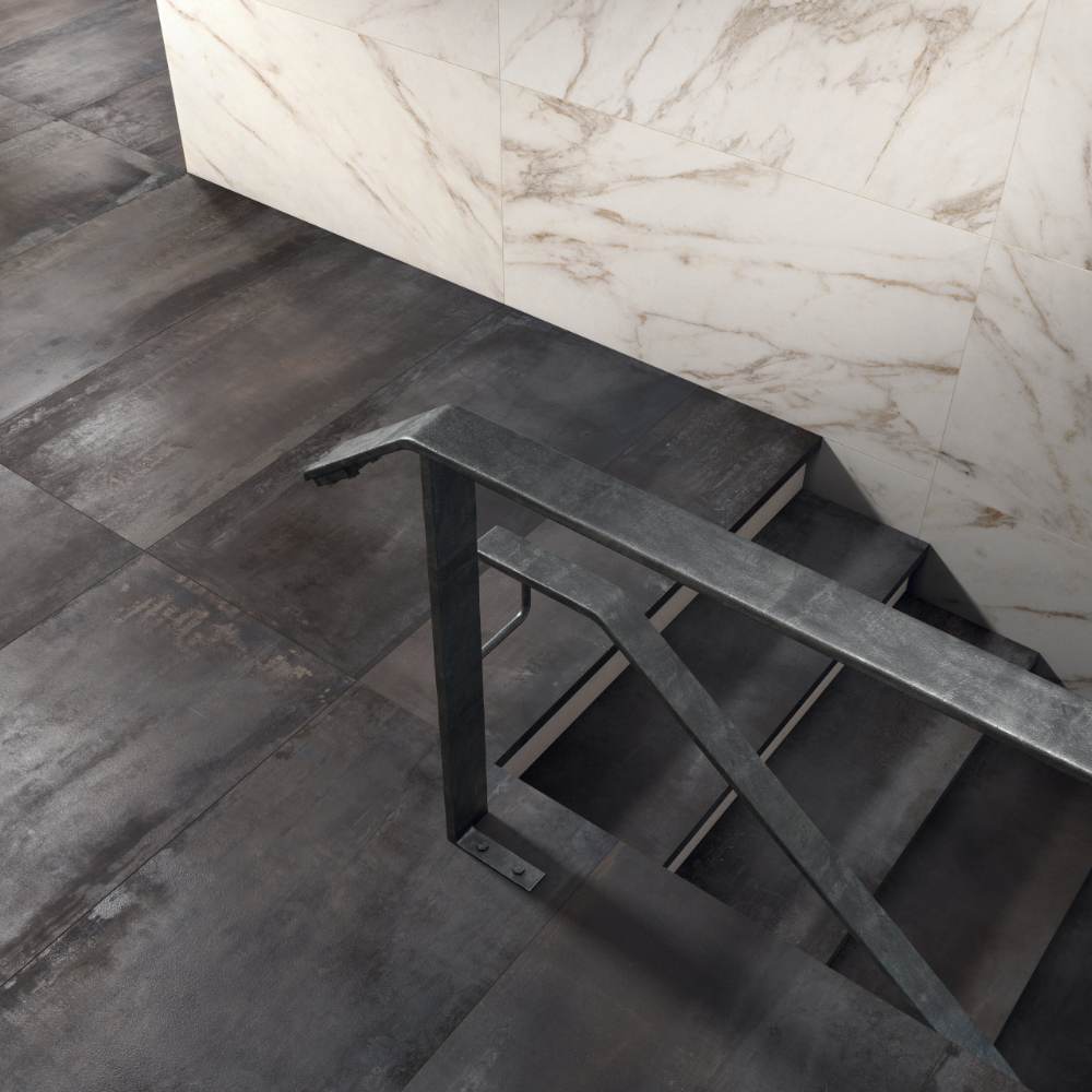 Metallikuvioinen keraaminen laatta ABK Interno 9 Dark, 60x60 cm, 8,5 mm, puolikiillotettu (lappato)