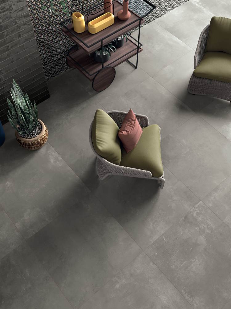 Betonikuvioinen keraaminen laatta ABK LAB325 Base Taupe, 60x60 cm, 8,5 mm, matta, liukuesto R10