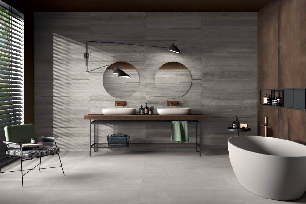 Betonikuvioinen koristelaatta ABK LAB325 Metal Ash, 60x120 cm, 8,5 mm, metallitehosteella, matta