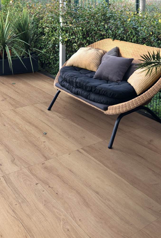 Puukuvioinen terassilaatta ABK Hermione Beige, 60x60 cm, 20 mm, ulkokäyttöön, liukuesto R11