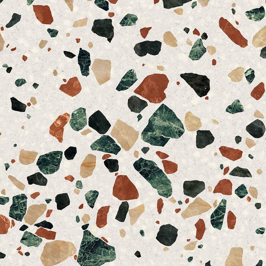 Terrazzo-kuvioinen lattialaatta ABK Play Drops Multiwhite, 20x20 cm, 8,5 mm, matta (nat.)