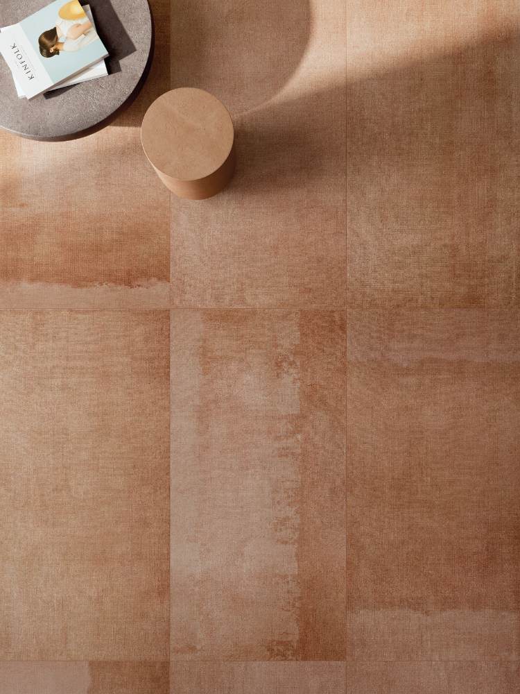 Kuviollinen keraaminen lattialaatta ABK Poetry Net Multi Orange, 60x120 + 60x60 + 2× 30x60 cm, 8,5 mm, kuviollinen lattiasekoitus, matta