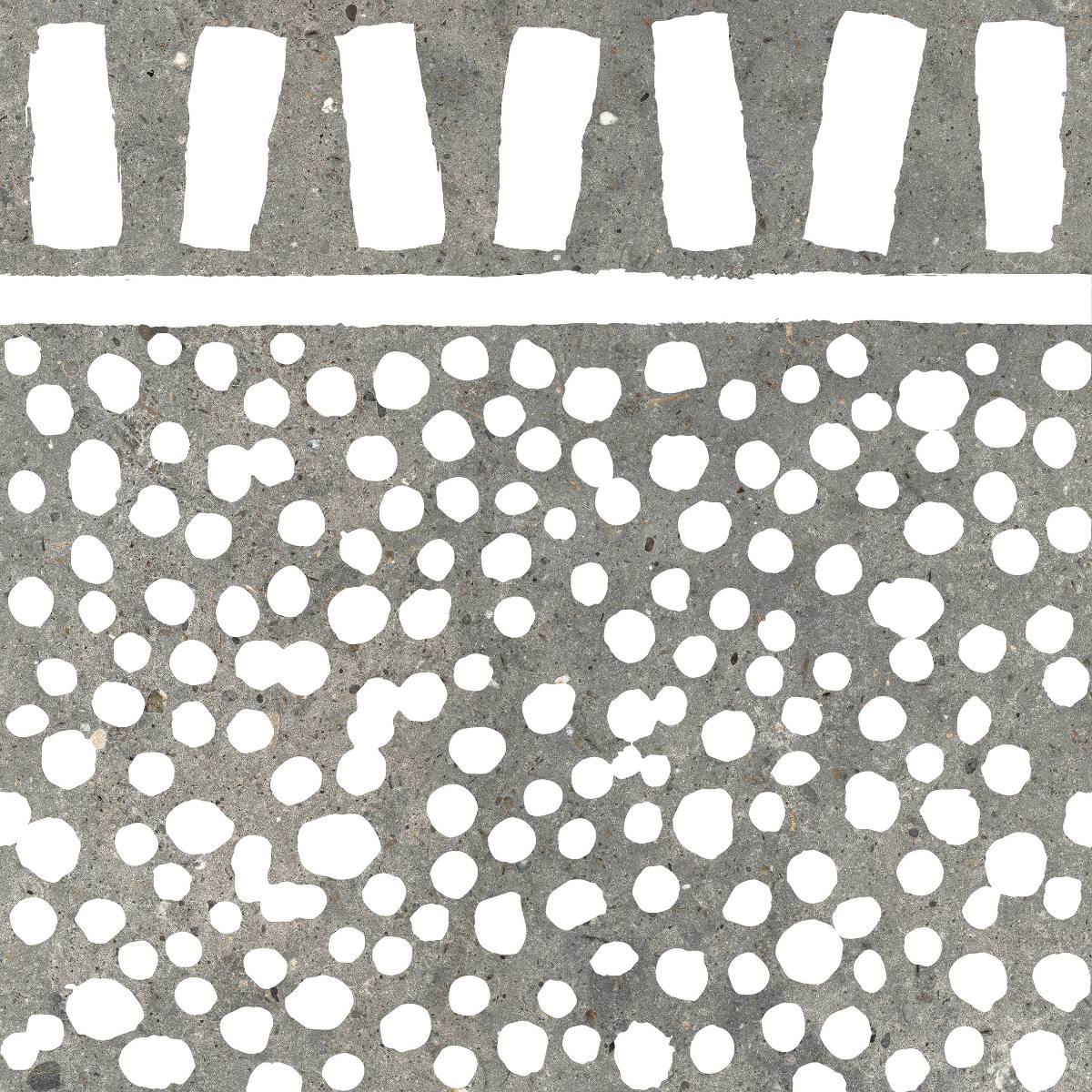 Kivikuvioinen koristelaatta ABK Poetry Stone Fringe Grey, 60x60 cm, 8,5 mm, matta