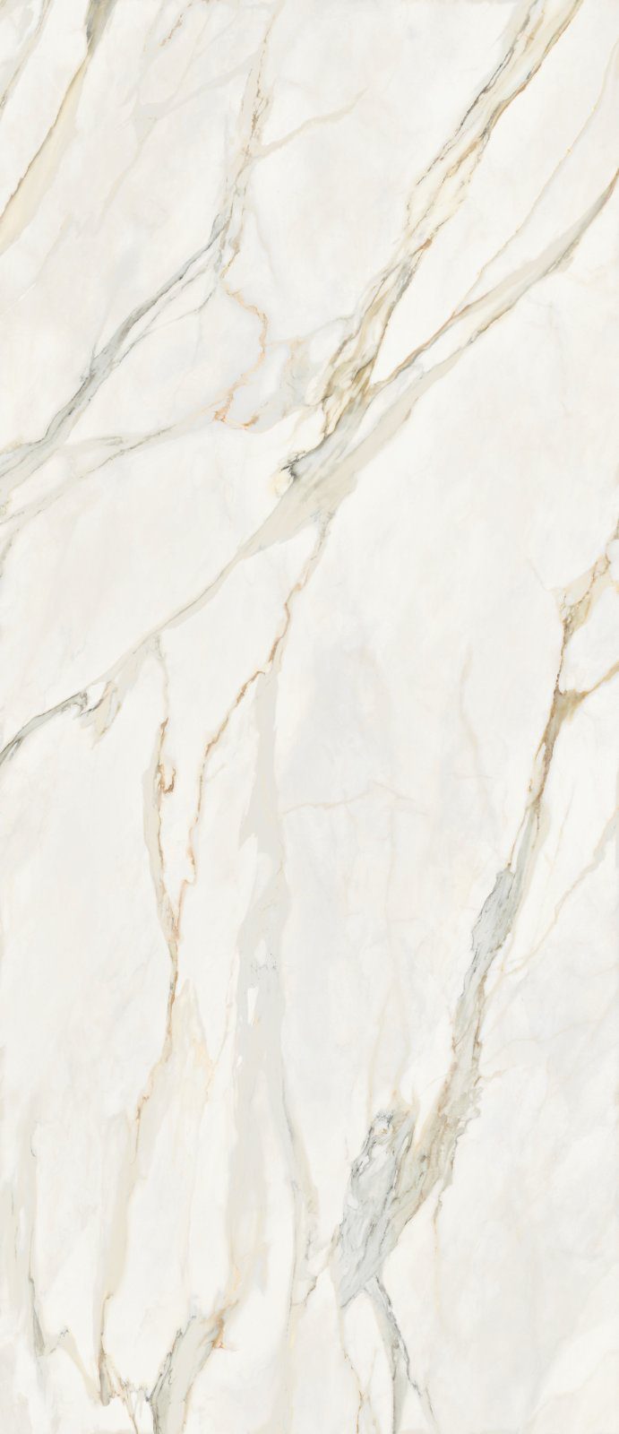 Marmorikuvioinen suurlaatta ABK Sensi Signoria Calacatta Michelangelo, 120x280 cm, 6 mm, satiini (soft)