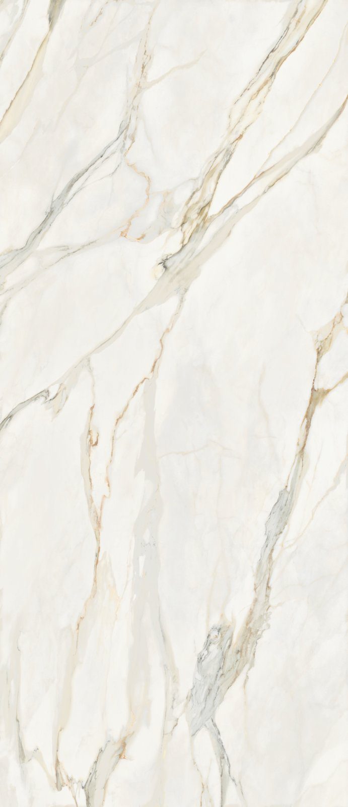 Marmorikuvioinen suurlaatta ABK Sensi Signoria Calacatta Michelangelo, 120x280 cm, 6 mm, satiini (soft)