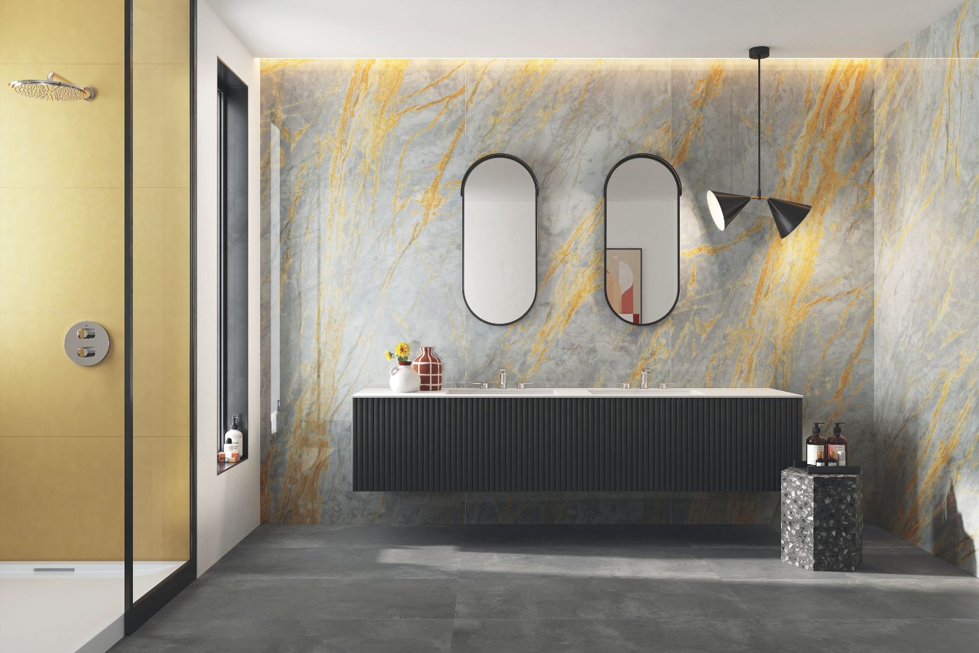 Marmorikuvioiset laatat ABK Sensi Signoria Grigio Siena, 120x120 cm, 8,5 mm, kiiltävä (lux)