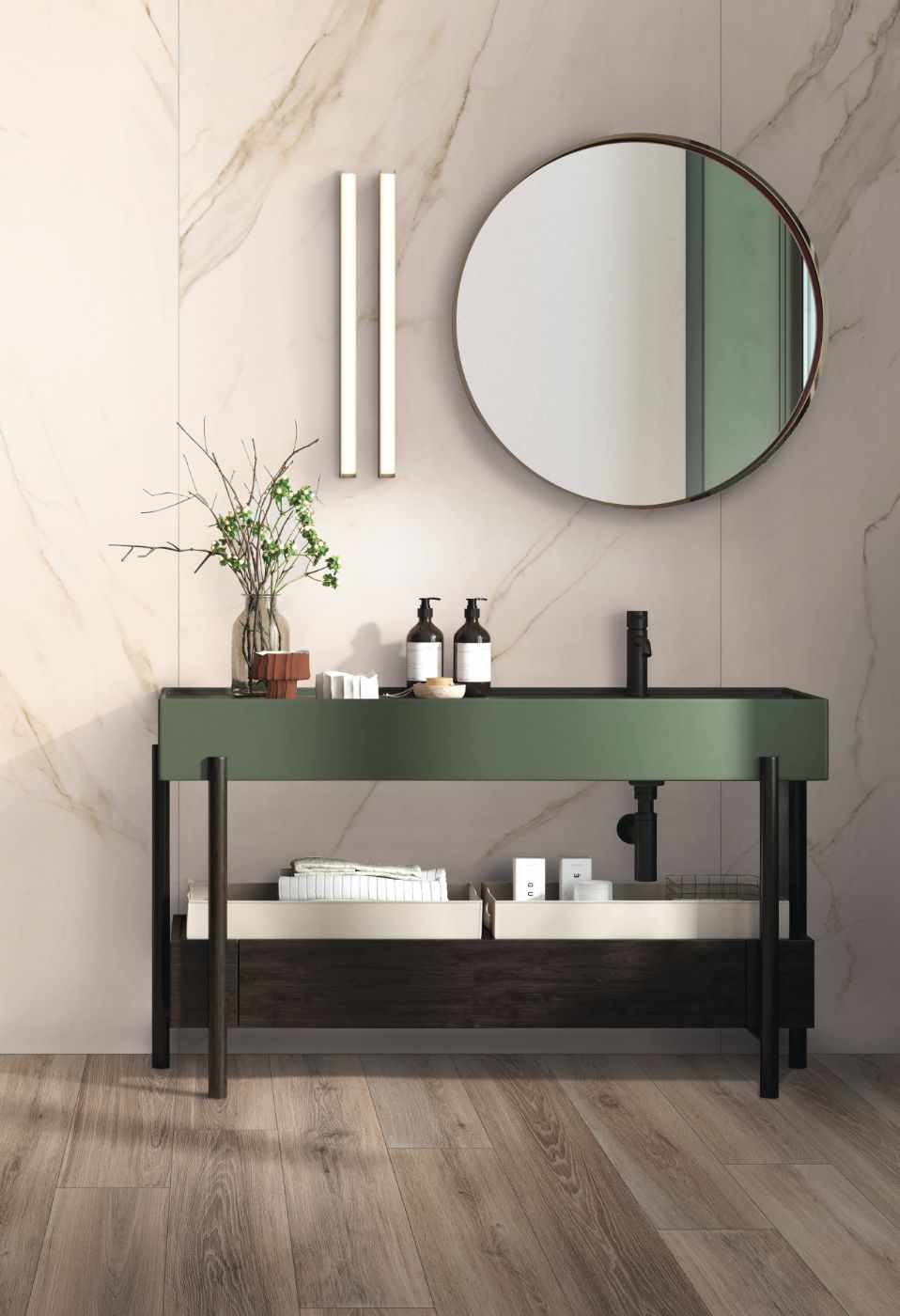 Marmorikuvioiset laatat ABK Sensi Up Calacatta Gold, 60x120 cm, 8,5 mm, kiiltävä (lux)