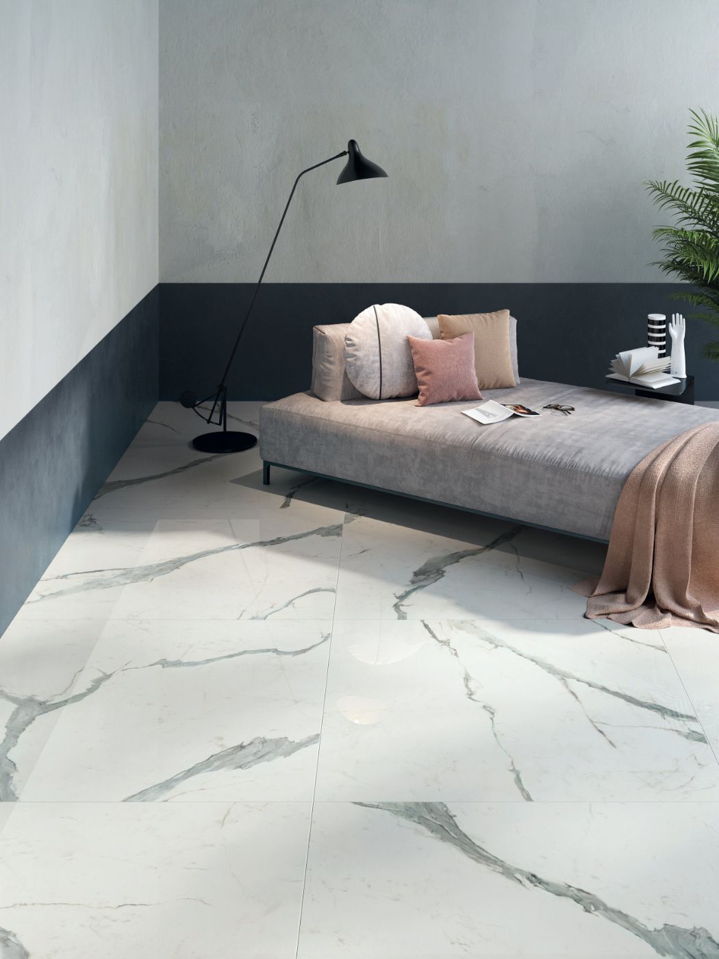 Marmorikuvioiset laatat ABK Sensi Up Statuario Versilia, 60x120 cm, 8,5 mm, kiiltävä (lux)