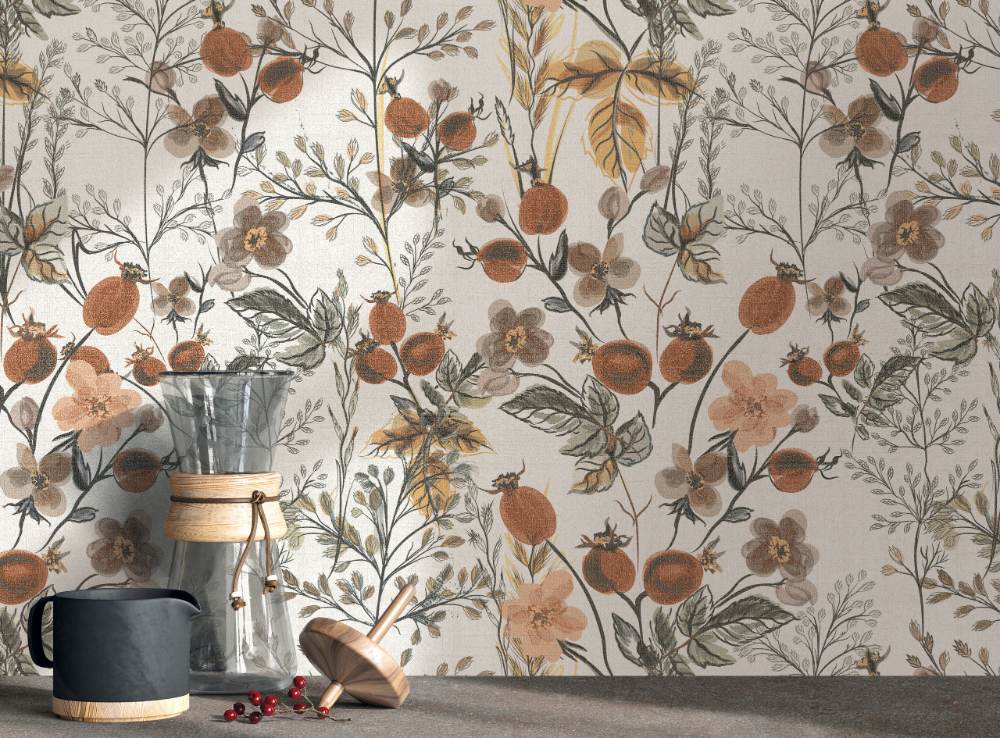 Kuviollinen keraaminen seinälaatta ABK Wide&Style Mini Berries, 60x120 cm, 7 mm, matta