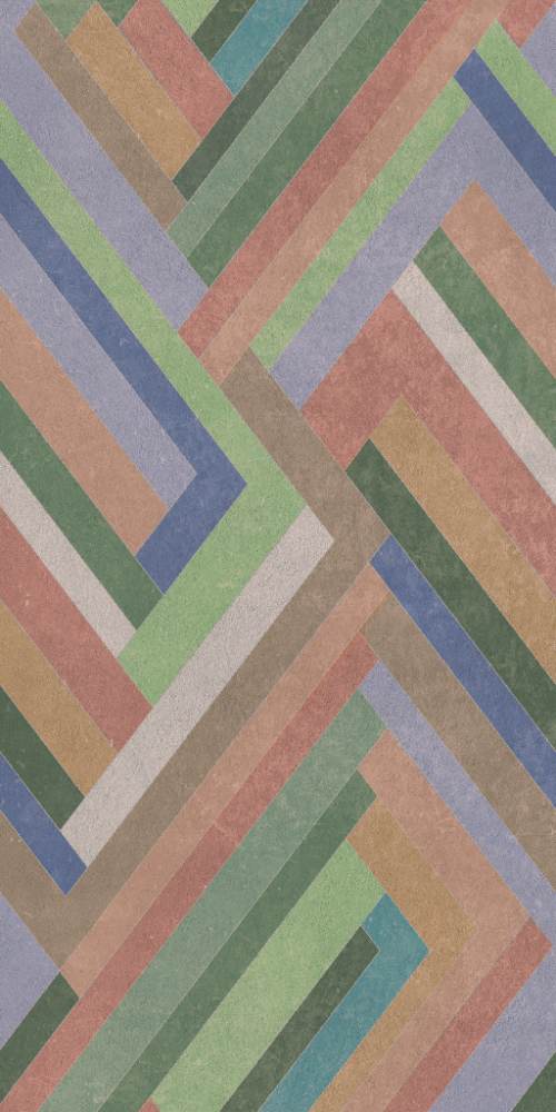 Kuviollinen koristesuurlaatta ABK Wide&Style Blocks Sage, 160x320 cm, 6 mm, matta