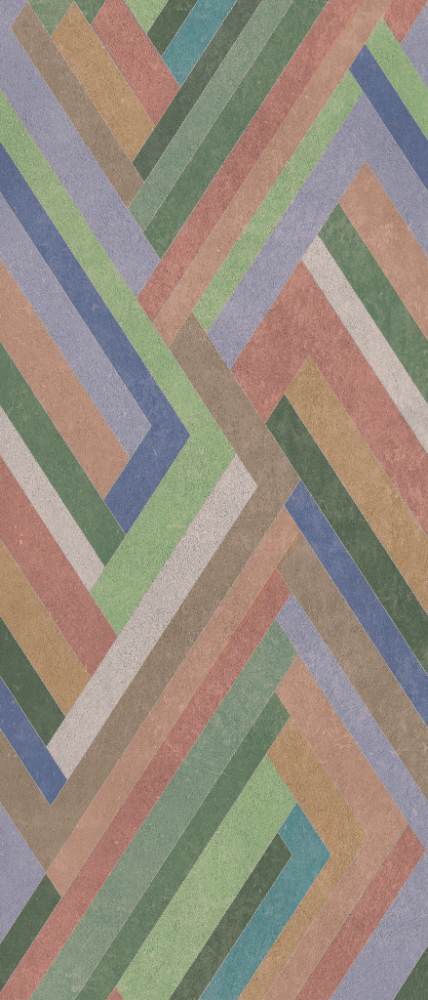 Kuviollinen koristesuurlaatta ABK Wide&Style Blocks Sage, 120x280 cm, 6 mm, matta