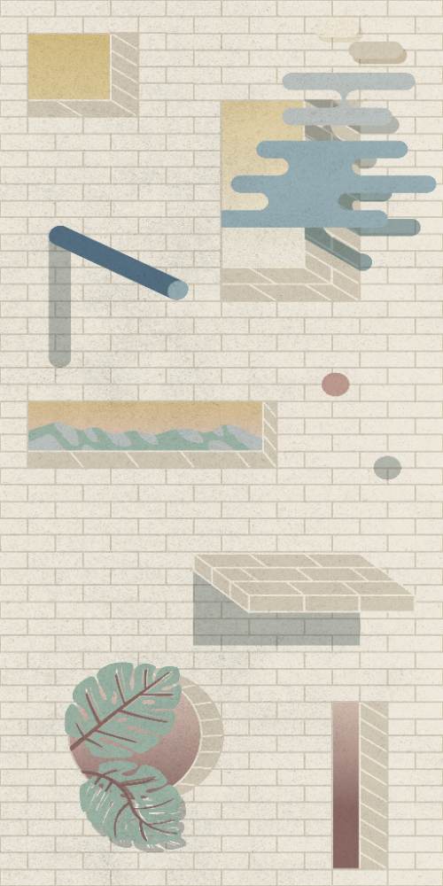 Kuviollinen koristesuurlaatta ABK Wide&Style Bricklane A, 160x320 cm, 6 mm, matta