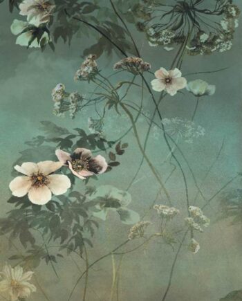 Kuviollinen koristesuurlaatta ABK Wide&Style Country Flowers Green B, 160x320 cm, 6 mm, matta
